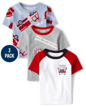 Baby And Toddler Boys Firetruck Top 3-Pack