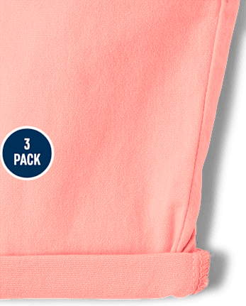 Pack de 3 pantalones Shorts de sarga con puños enrollados para niña