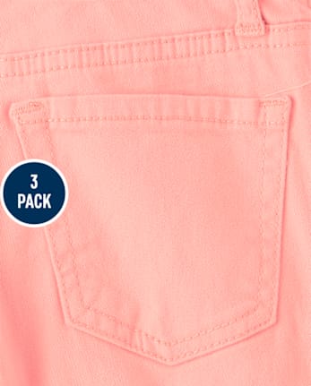 Pack de 3 pantalones Shorts de sarga con puños enrollados para niña