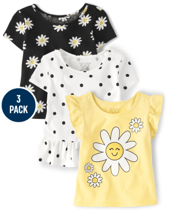 Toddler Girls Daisy Top 3-Pack