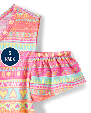 Toddler Girls Print Cold Shoulder Top 3-Pack