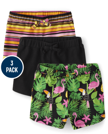 Pack de 3 pantalones cortos de delfín tropical para bebés y niñas pequeñas
