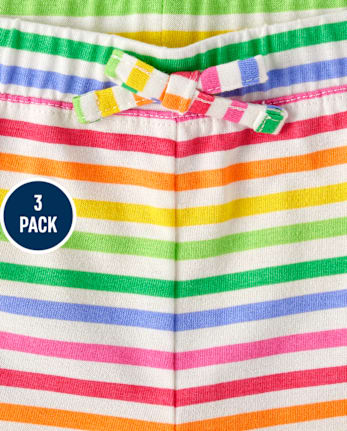 Pack de 3 pantalones cortos con delfines de frutas para niñas pequeñas