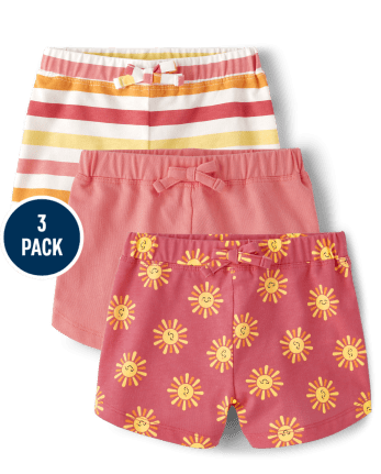 Paquete de 3 pantalones cortos Sun Dolphin para bebés y niñas pequeñas