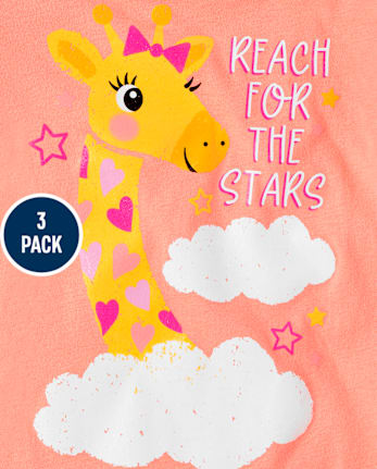 Baby And Toddler Girls Animal Graphic Tee 3-Pack