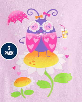 Paquete de 3 camisetas con estampado de animales para bebés y niñas pequeñas