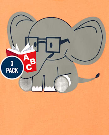 Paquete de 3 camisetas con estampado de animales para bebés y niños pequeños