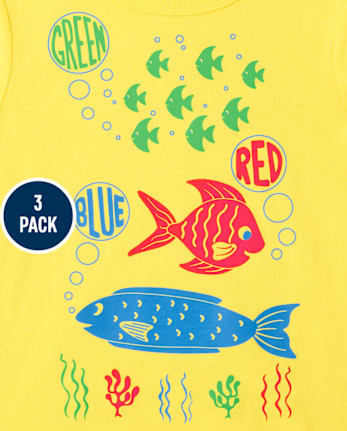 Paquete de 3 camisetas con estampado de animales para bebés y niños pequeños