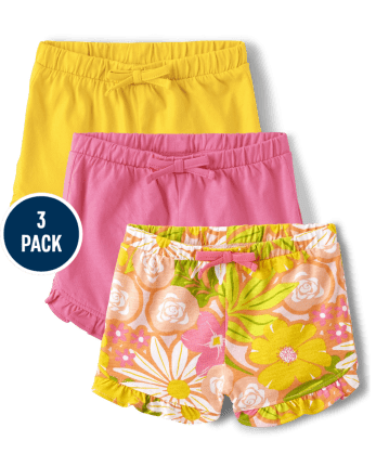 Baby Girls Floral Ruffle Shorts 3-Pack