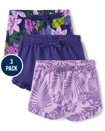 Baby Girls Tropical Floral Ruffle Shorts 3-Pack