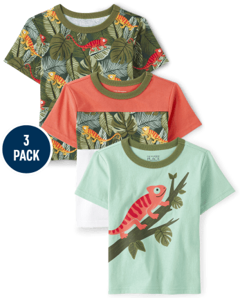 Pack de 3 camisetas camaleón para bebés y niños pequeños