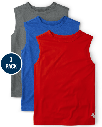 Animado Cordelia Acera Boys PLACE Sport Mix And Match Camiseta sin mangas con diseño musculoso,  paquete de 3 | The Children's Place - MULTI CLR