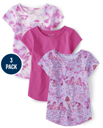 Girls Butterfly Tee Shirt 3-Pack