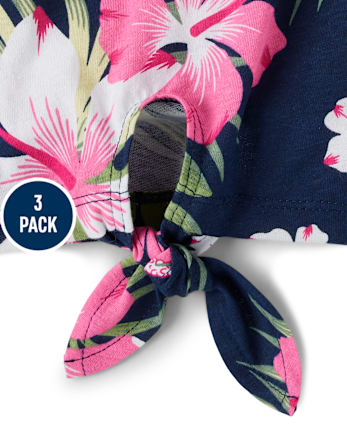 Girls Tropical Tie Front Top 3-Pack