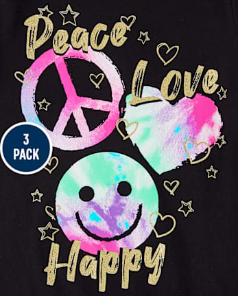 Niña Peace Kindness Camisetas estampadas 3-Pack