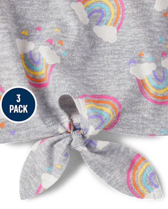 Toddler Girls Rainbow Tie Front Tops 3-Pack