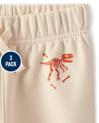 Baby And Toddler Boys Dino Fleece Jogger Pants 3-Pack