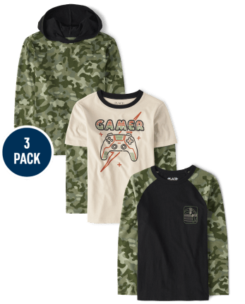 Boys Camo Top 3-Pack