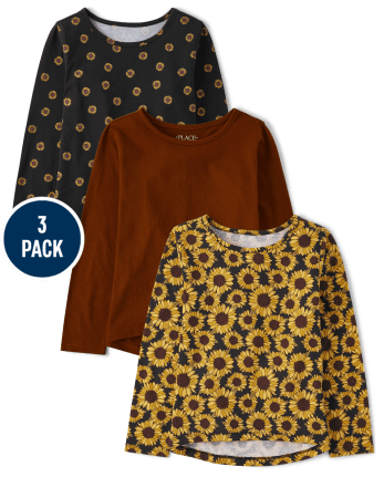 Girls Sunflower Tee Shirt 3-Pack