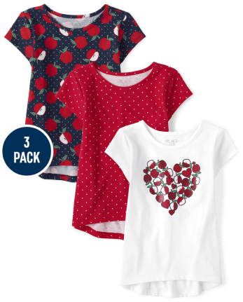 Lot de 3 t-shirts superposés basiques à imprimé pour fille