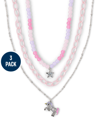 Paquete de 3 collares a capas de unicornio para niñas