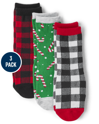 Unisex Baby And Toddler Matching Family Buffalo Plaid Crew Socks 3-Pack