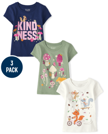 Baby And Toddler Girls Kindness Graphic Tee 3-Pack