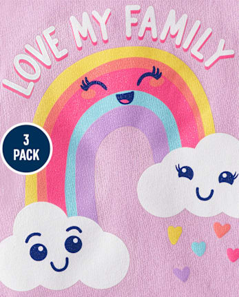 Baby And Toddler Girls Family Graphic Tee 3-Pack