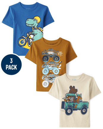 Baby And Toddler Boys Vehicle Graphic Tee 3-Pack