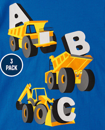 Paquete de 3 camisetas con gráfico educativo para bebés y niños pequeños
