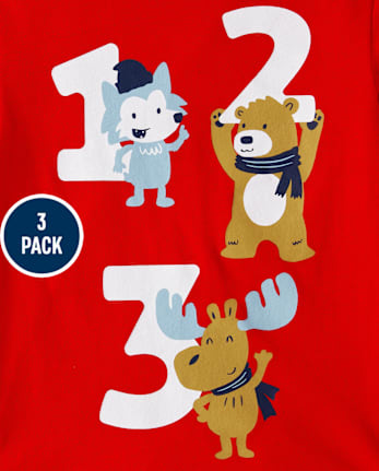 Paquete de 3 camisetas con gráfico educativo para bebés y niños pequeños
