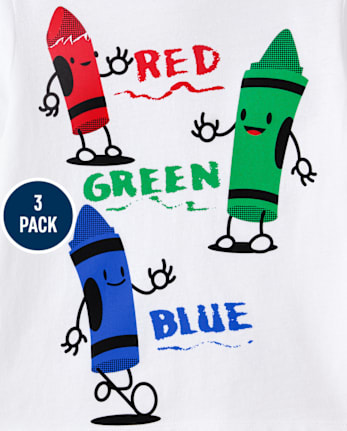 Paquete de 3 camisetas con gráfico educativo para bebés y niños pequeños