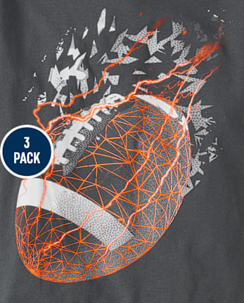 Camiseta con gráfico de fútbol para niño, paquete de 3