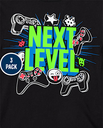 Camiseta con gráfico de videojuego para niño, paquete de 3