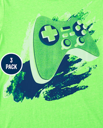 Camiseta con gráfico de videojuego para niño, paquete de 3