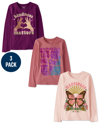 Girls Kindness Graphic Tee 3-Pack
