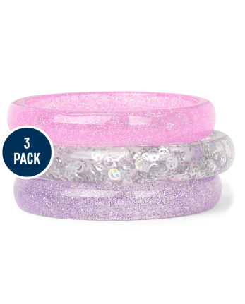 Girls Glitter Bangle Bracelet 3-Pack