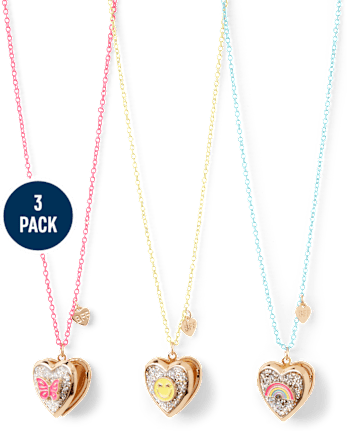 Girls Rainbow BFF Locket Necklace 3-Pack