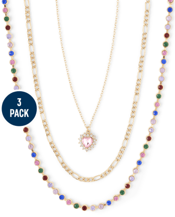 Paquete de 3 collares con piedras artificiales para niña