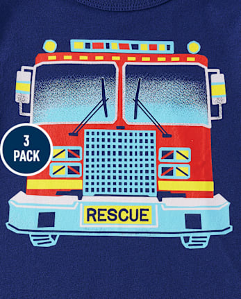 Paquete de 3 camisetas con gráfico de transporte para bebés y niños pequeños