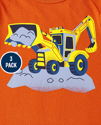 Paquete de 3 camisetas con gráfico de transporte para bebés y niños pequeños