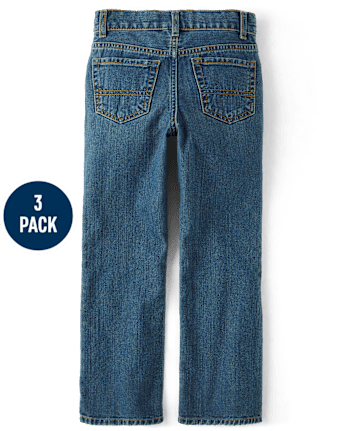 Paquete de 3 jeans bootcut no elásticos para niños