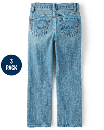 Paquete de 3 jeans bootcut no elásticos para niños