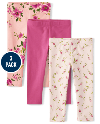 Girls Mix And Match Floral Print Knit Leggings 4-Pack