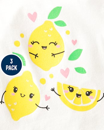 Paquete de 3 tops con volantes de limón para niñas pequeñas
