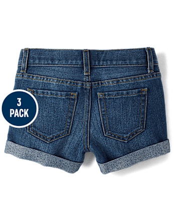 Niña Roll Cuff Jeans / Mezclilla Shortie Shorts 3-Pack