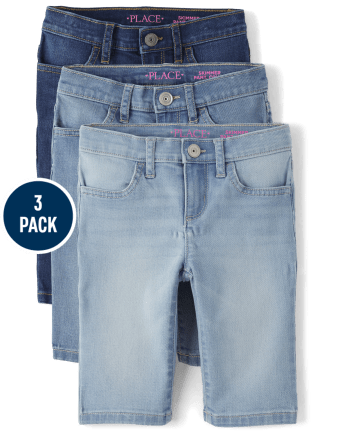 Paquete de 3 pantalones cortos de mezclilla para niñas