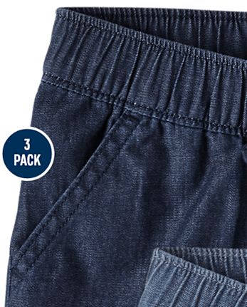 Girls Chambray Pull On Shorts 3-Pack