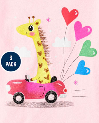 Baby And Niños pequeños Niña Animal Camisetas estampadas 3-Pack