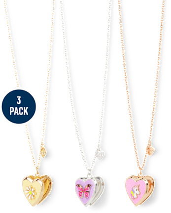 Girls Butterfly BFF Locket Necklace 3-Pack